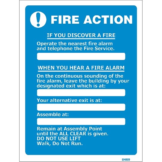 240x300mm “Fire Action” Sign ACM