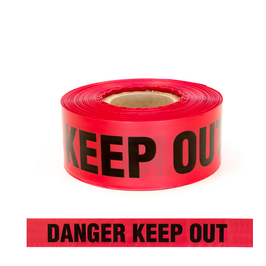 75mm x 250m “Danger Keep Out” Tape Black Letters On Red