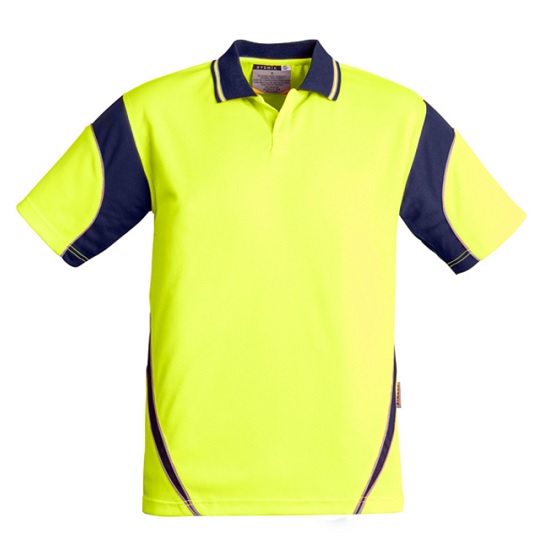 Syzmik Mens Hi-Vis Aztec Polo - Yellow/Navy