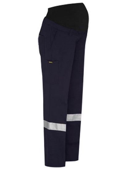 Womens Taped Maternity Drill Work Pants - Navy