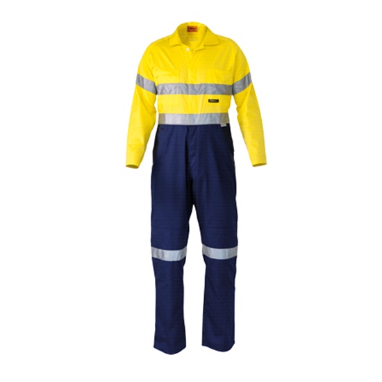2Tone Hi-Vis Taped Lightweight Coveralls - Yellow/Navy