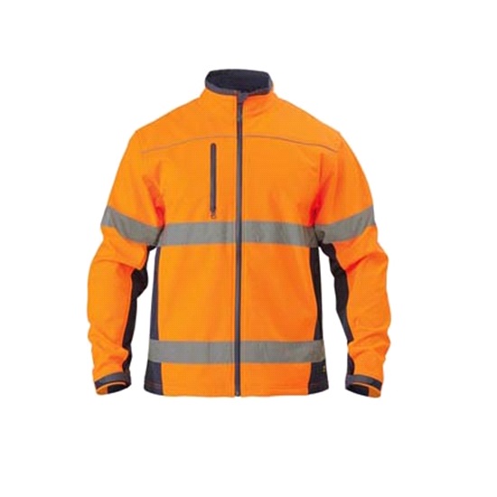 Mens Soft Shell Hi-Vis Jacket - Orange/Navy