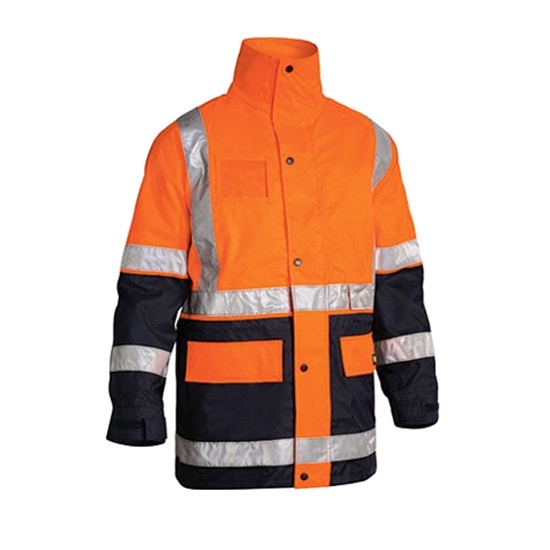 Bisley 5In1 Hi-Vis Rain Jacket - Orange/Navy