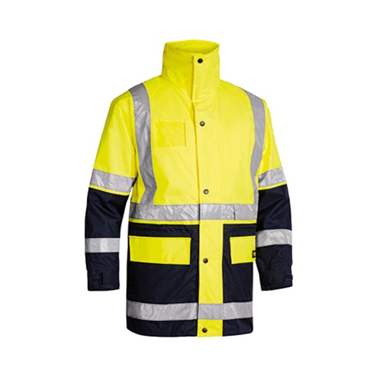 Bisley 5In1 Hi-Vis Rain Jacket - Yellow/Navy