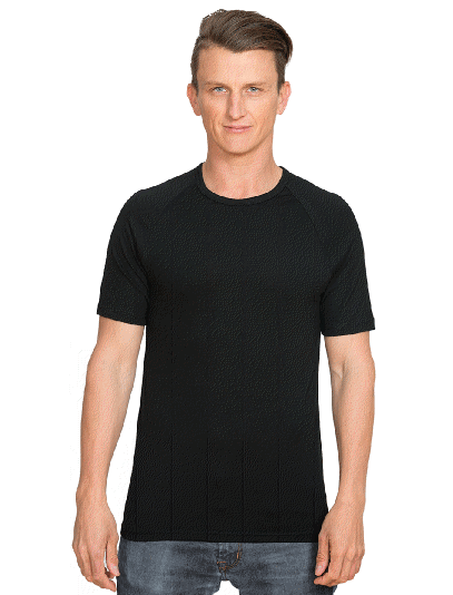 Black Merino Short Sleeve Round Neck Top