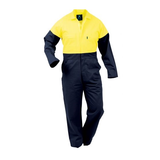 Overalls Cotton Day Only Vislon Zip - Navy/Yellow