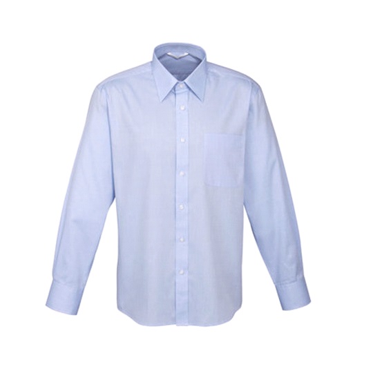 Mens Luxe Cutton Long Sleeve Shirt - Blue - Large