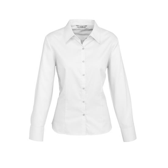 Ladies Luxe Long Sleeve Shirt - White - #14