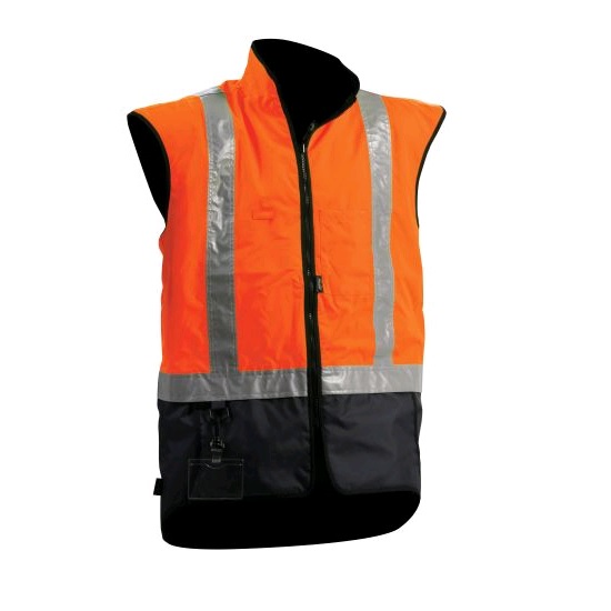 Bison Stamina Fleece Lined Vest Premium Weight Day/Night - Orange/Navy