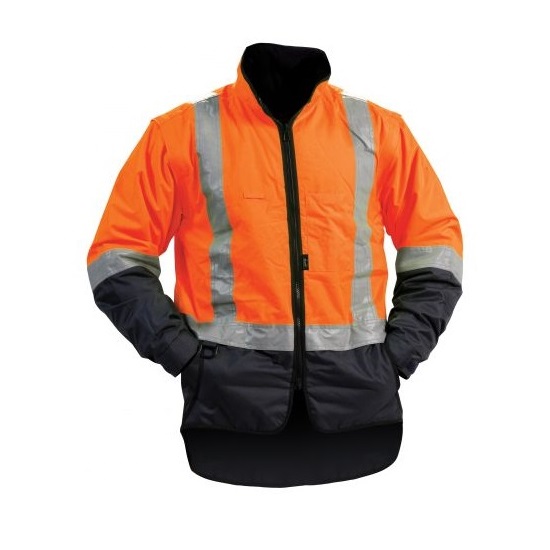 Bison Stamina Lined Vest With Hood & Zip Off Sleeves Day/Night - Orange/Navy