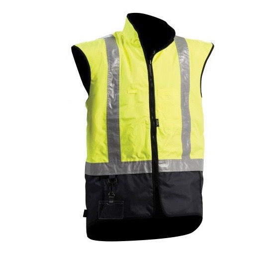 Bison Stamina Fleece Lined Vest Premium Weight Day/Night - Yellow/Navy