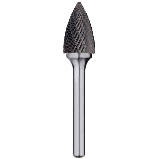 12.70mm (1/2”) x 25.40mm (1”) x 6mm Shank Pointed Tree Double Cut Carbide Burr