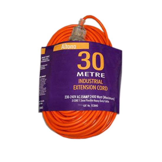 nla - 30mtr Orange Heavy Duty Extension Lead 15amp Lead - 10amp Plugs