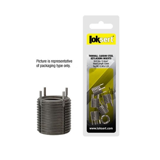 5pack 3/8” x 16 UNC Carbon Steel Thin Wall Solid Insert - Loksert