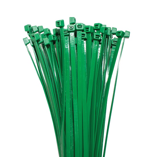 pkt100-100x2.5mm GREEN CABLE TIES