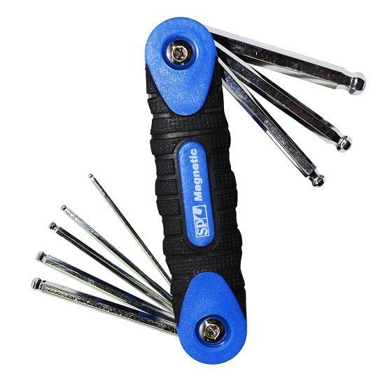8pce Magnetic Folding Hex Key Set - Imperial - SP Tools