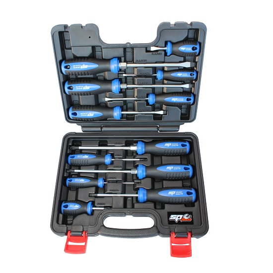 12pce Phillips/Slotted Screwdriver Set In Carry Case - SP Tools