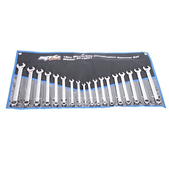 18pce Ring and Open End Spanner Set - Metric/Imperial - SP Tools