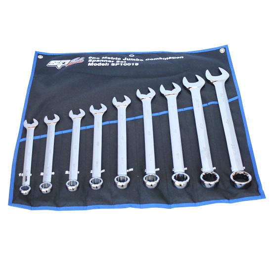 9pce Jumbo Ring and Open End Spanner Set - Metric - SP Tools