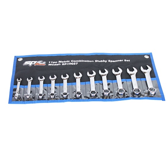 11pce Stubby Ring and Open End Spanner Set - Metric - SP Tools