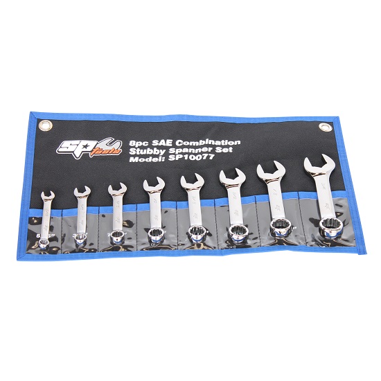 8pce Stubby Ring and Open End Spanner Set - Imperial - SP Tools