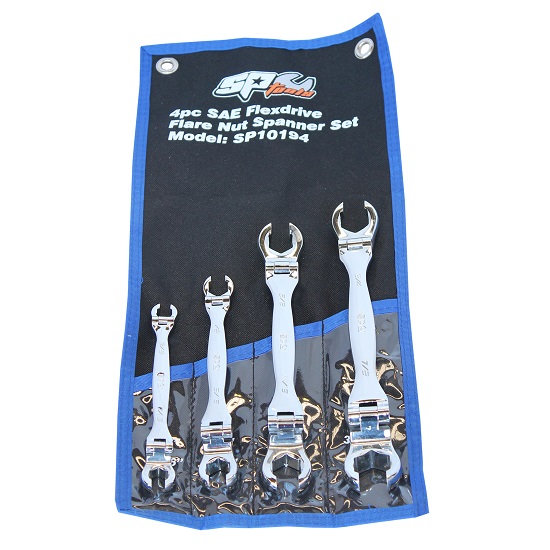 4pce Flare Flex Head Spanner Set - Imperial - SP Tools