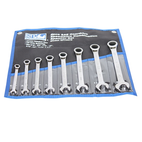 8pce Geardrive Quick Open Speeddrive Spanner Set - Imperial - SP Tools