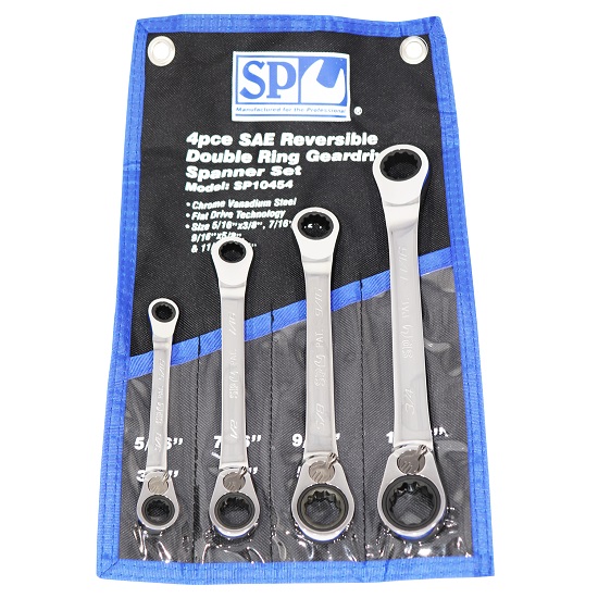 4pce Double Ring Geardrive Spanner Set - Imperial - SP Tools