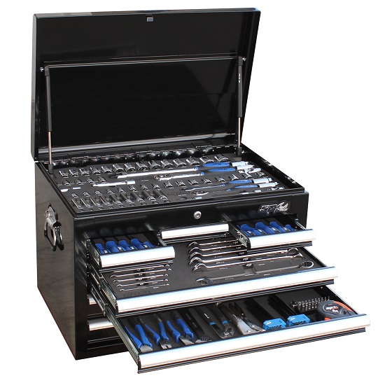 201pce Metric Tool Kit In Custom 7 Draw Black Tool Box - SP Tools