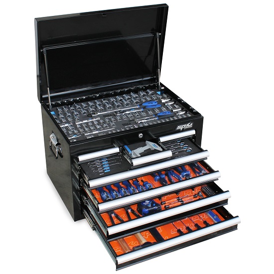 254pce Metric/Imperial Tool Kit In Custom 7 Draw Black Tool Box - SP Tools