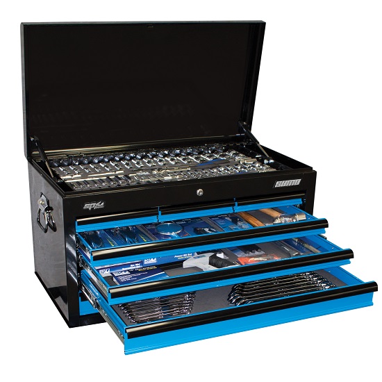 406pce Metric/Imperial Tool Kit In Sumo 7 Draw Black/Blue Tool Box - SP Tools