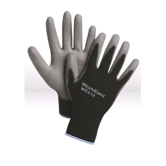 WorkEasy Polyester Black Shell Gray Polyurethane Palm Gloves