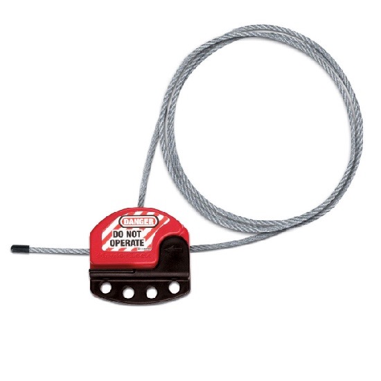 Adjustable cable lockout with 15’ x 5/32” diameter cable