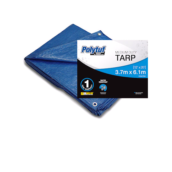 Tarp 3.7m x 6.1m Polytuf Medium Duty Blue