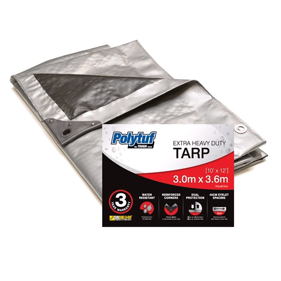 3.0m x 3.6m Silver Black Polytuf Extra Heavy Duty Tarp