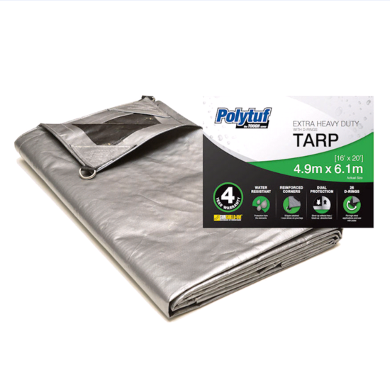 Tarp 4.9m x 6.1m D-Ring Extreme Duty Silver/Black