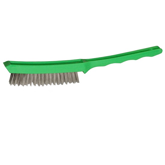 4 ROW 422 STAINLESS STEEL SCRATCH BRUSH w GREEN HANDLE