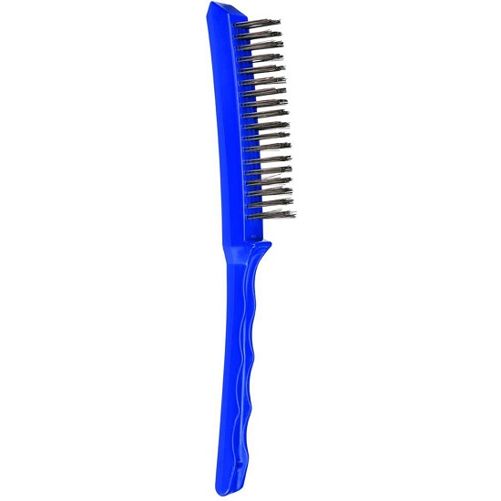 4 ROW 402 PLASTIC SCRATCH BRUSH w BLUE HANDLE