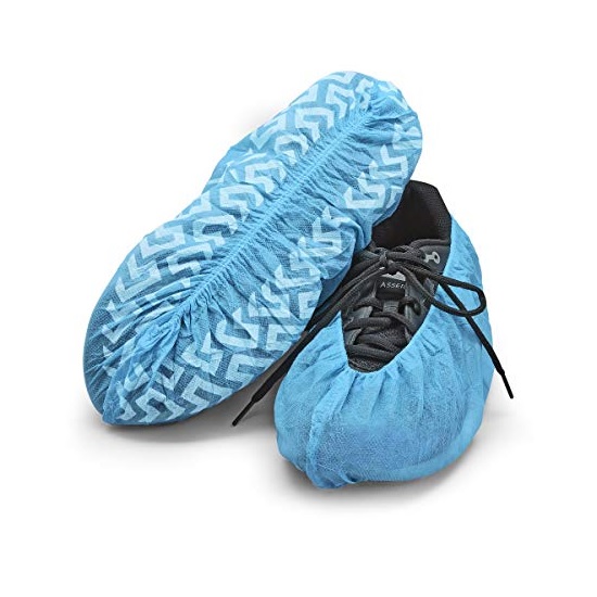 pkt100 - SHOE COVERS BLUE NON SLIP M/L