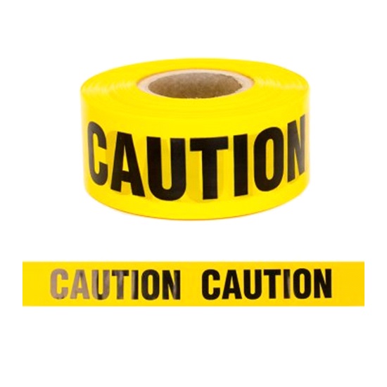 75mm x 250m “Caution” Tape Black Letters on Yellow